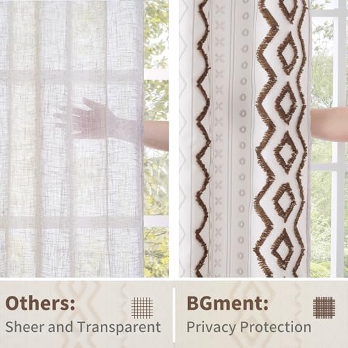 Boho Taupe Curtains 84 Inches Long French Design for Living Room