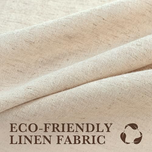 Seasonwood Beige Linen Shower Curtain Farmhouse Bathroom Decor 72x84