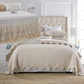 Brandream 4PC Beige Quilt Set Queen King Size Cotton Luxury Farmhouse