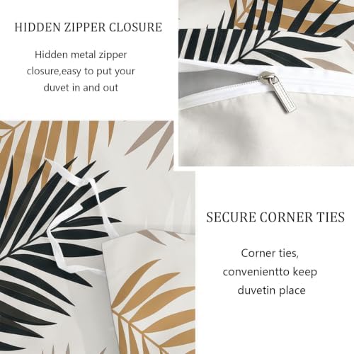 King Duvet Cover Set Soft Microfiber Bohemia Palm Leaves