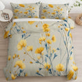 Plant Wildflowers Duvet Cover King, Minimalism Bedding Set 3 Piece