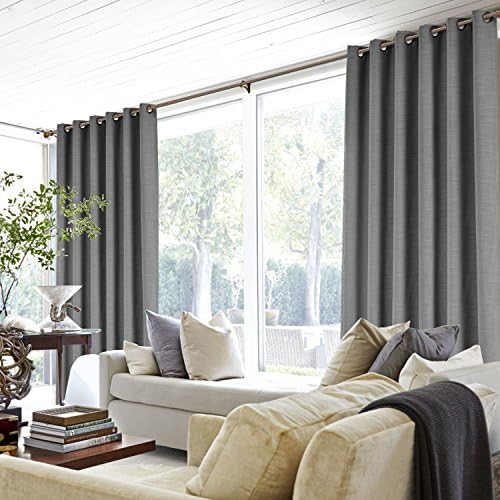 Drapifytex Antique Bronze Grommet Drapery Carbon Grey Faux Linen Room