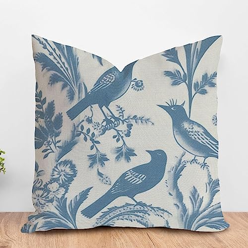 ArogGeld Asian Style Chinoiserie Cushion Cover Teal Blue Chinoiserie