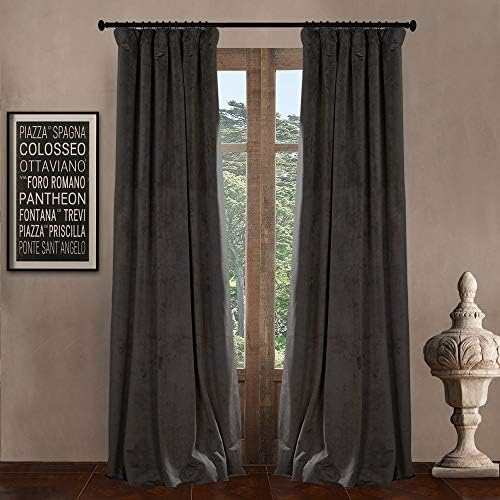 LETAU Pinch Pleated Room Darkening Velvet Curtains 84 inches Long