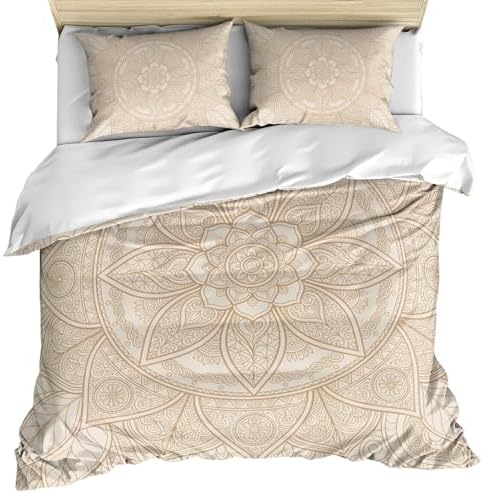 Beige Flowers Bedding Duvet Cover Queen Size - 1 Quilt Cover 90x90