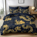 King Duvet Cover Set Chinese Dragon Auspicious Clouds Bedding with