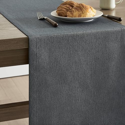 ZeeMart Basic Linen Style Table Runner, 14x72 Inch Charcoal