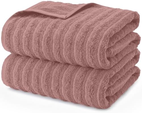 DAN RIVER Ribbed Extra Large Bath Sheets Pack of 2, 35 x 70 Inches