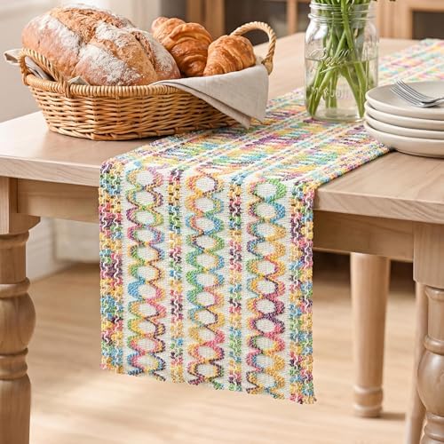 Artoid Mode Colorful Woven Farmhouse Hollow Table Runner 12x120 Inch