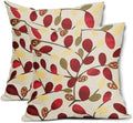 Boho Red and Cream Leaf Throw Pillow Covers 18x18 Inch Set of 2 Wine