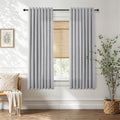 Hokibero Grey Grommet Linen Curtains 63 Inches Long for Living Room