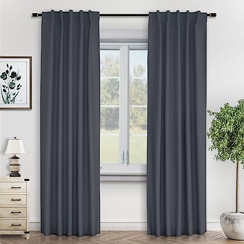 Macochico 120 Inch Long Curtains Rod Pocket and Back Tab Blackout