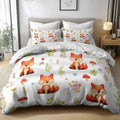 King Duvet Cover Set Soft Microfiber Cartoon Forest White