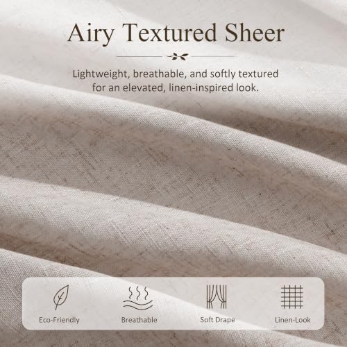 Jowels Oatmeal Linen Curtains 84 Inches Long 2 Panels for Living Room