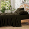 Entisn Pure Cotton Sheets Full 4-Pc Set, 400TC, 16" Pocket, Chocolate
