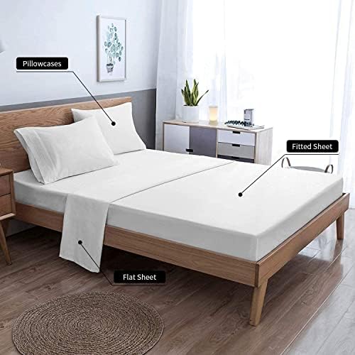 PURE ECO Natural Cotton- 4 Pieces Twin Size Beige Color Sheet Set