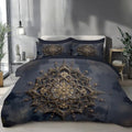 Luxurious Mandala Relief Duvet Cover King 3Pcs, Breathable Microfiber
