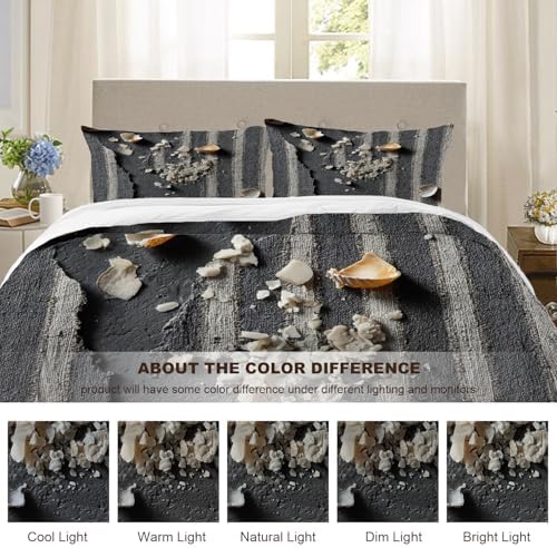Stripe Remnants Shell Fragments 100% Cotton Duvet Cover Set King Size