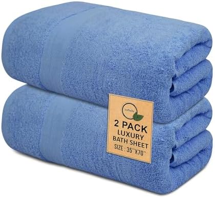 100% Cotton Luxury Bath Sheets - Pack of 2 (35" x 70") | Super Soft