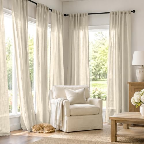 jinchan Taupe Semi Sheer Curtains Light Filtering 96 Inches Long 2