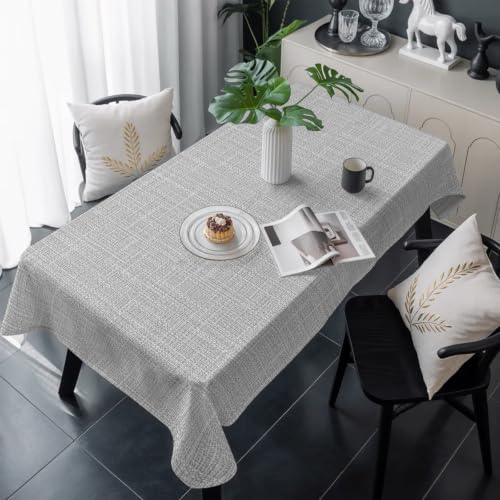 Rustic Light Gray Table Cloth Waterproof Tablecloths, Farmhouse Solid
