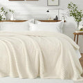 Exclusivo Mezcla Soft Fleece King Size Blanket for Bed, Ivory