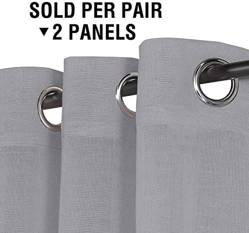 H.VERSAILTEX Linen Sheer Curtains 63 Inch Long Pair Set Linen Textured