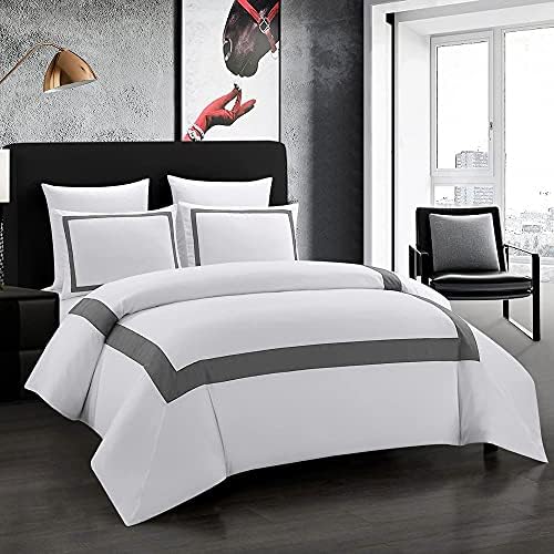 OSVINO Queen Hotel Duvet Cover Set, Soft Breathable Microfiber Bedding