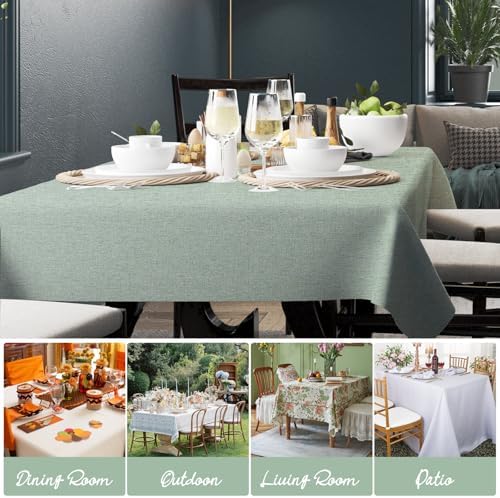 Rectangle Tablecloth Linen Texture Waterproof and Stain-resistant