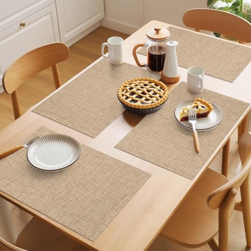 Round Placemats Set of 12 Minimalist Beige Place Mats Rustic Neutral