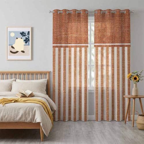 Rustic Linen Pattern Sheer Curtains for Living Room 96 inch Length 2