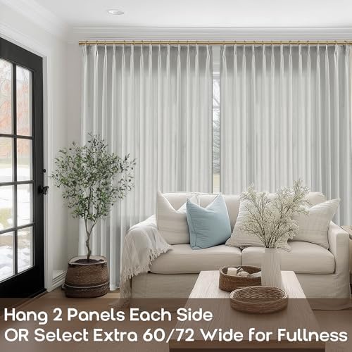 SHINELAND Grey Pinch Pleated Sheer Curtains 108 Inch Long, Light Gray