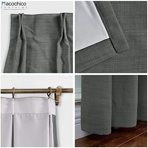 Macochico 52 W x 96 L Blackout Faux Linen Curtains Blackout Room