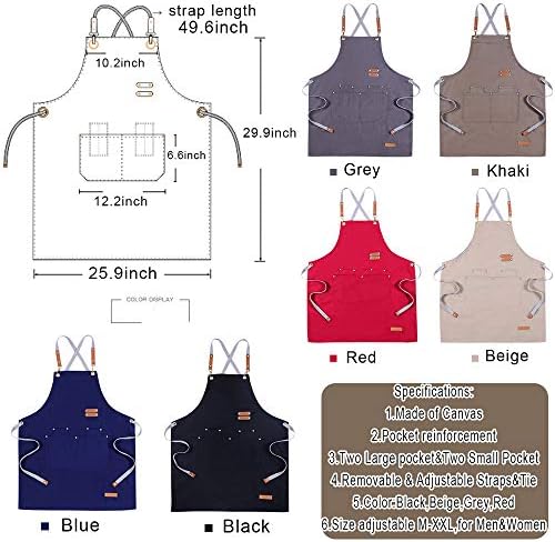 Personlized Chef Apron Cross Back Apron with Adjustable Straps Canvas