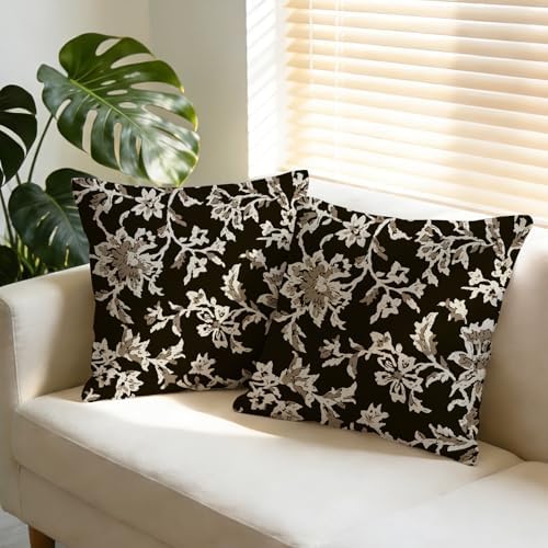 Vintage Floral Decorative Throw Pillow Covers 18 x 18 Set of 2