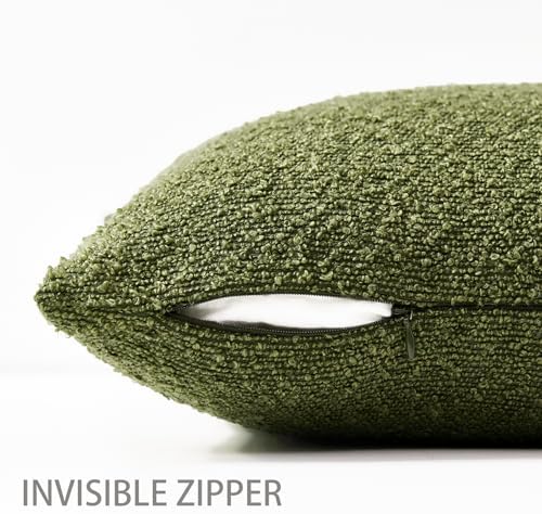 22x22 Boucle Throw Pillow Covers, Set of 2, Olive