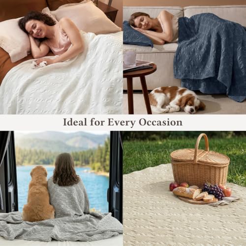 David's Home 100% Cotton Waffle Blanket King Size, Lightweight