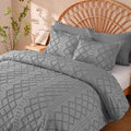 Manyshofu Grey Tufted Duvet Cover Set, 5 Piece Boho Full Bedding