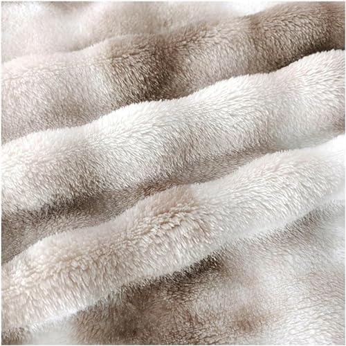 Soft Luxury Faux Fur Bubble Blanket, Thick Warm Cozy Throw Blanket for