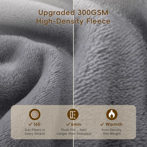 PHF Fleece Blanket King 108"x90" - 300GSM Lightweight Airy Warmth