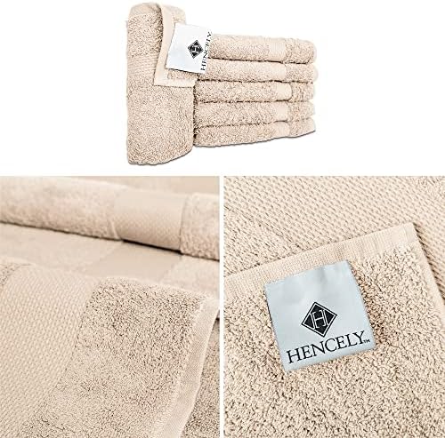 Hencely Premium 6-Pack Washcloths 12x12 Inches Soft Turkish Cotton