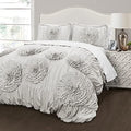 Lush Decor Serena Comforter Set, 3 Piece Set, Full/ Queen, Light Gray