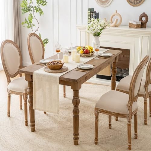 Shatex Burlap Farmhouse Table Runner 14x108 Inch, 100% Jute Soft