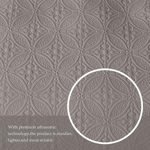 WURUIBO King/Cal King Quilt Set Dark Gray, Microfiber Lightweight