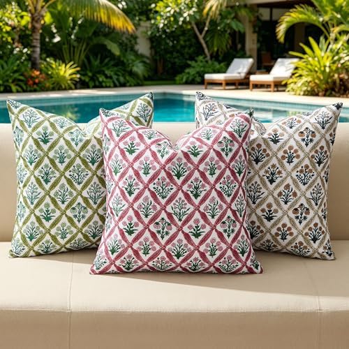 Allorry Floral Outdoor Pillow Covers 18x18 Brown Outdoor Waterproof