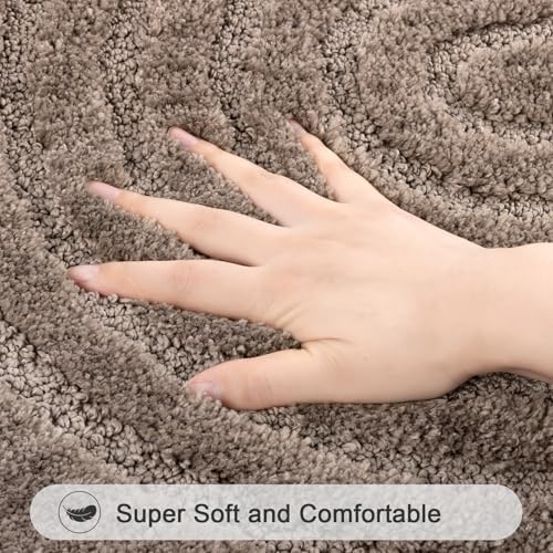 HEBE Bathroom Rugs Set 3 Piece, Non Slip Washable Microfiber Bath Mats