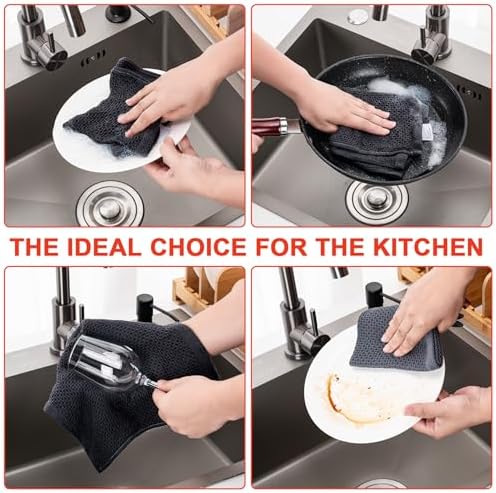 BOOMIBOO 4-Pack Dish Towels,100% Cotton Waffle Weave,13x28 in,Light