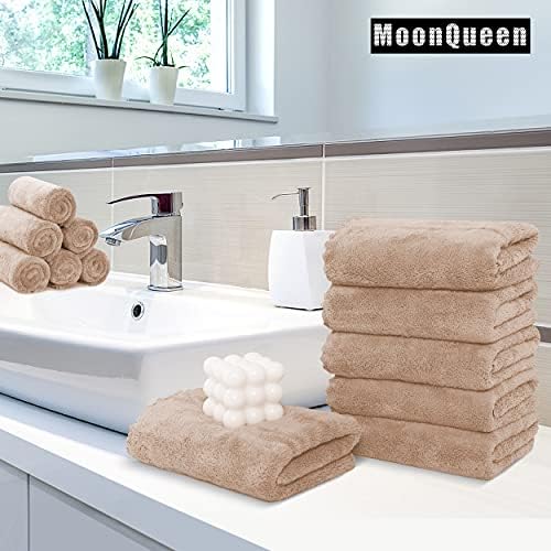 MOONQUEEN 6 Pack Premium Hand Towels - Quick Drying - Microfiber Coral