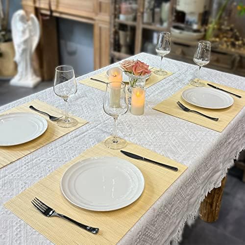 8-Pack 17.7x11.8 Bamboo Placemats, Non-Slip, Natural