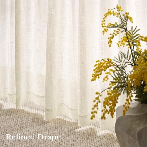 NICETOWN Sheer Linen Curtains 63 Inch Length for Bedroom Living Room 2
